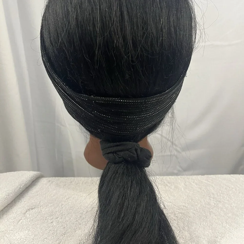 Women’s Black Turban Headwrap Metallic‎ Shimmer Knot Stretch Hair Accessory
